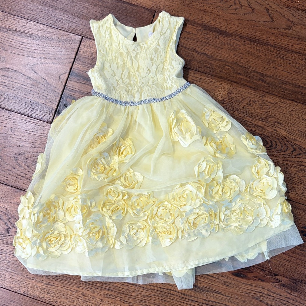 Elegant Yellow Floral Kids Dress